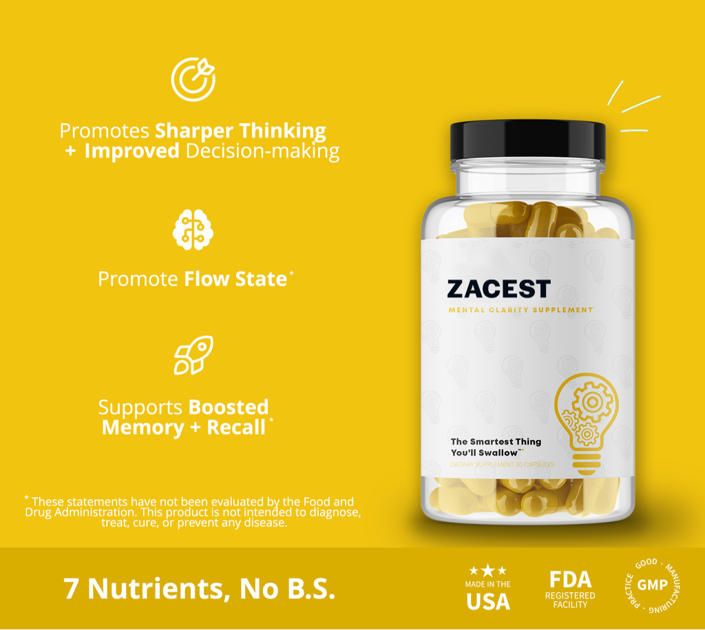 Zacest Clarity - Best Supplements for Brain Fog Relief | Improve Memory & Focus