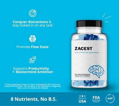 Zacest - Best Nootropics for Mental Clarity, Focusing & Productivity