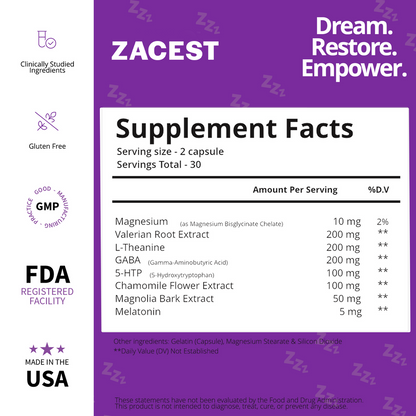 Zacest Sleep Night-Time Sleep Aid Supplement - Best Natural Sleep Aid